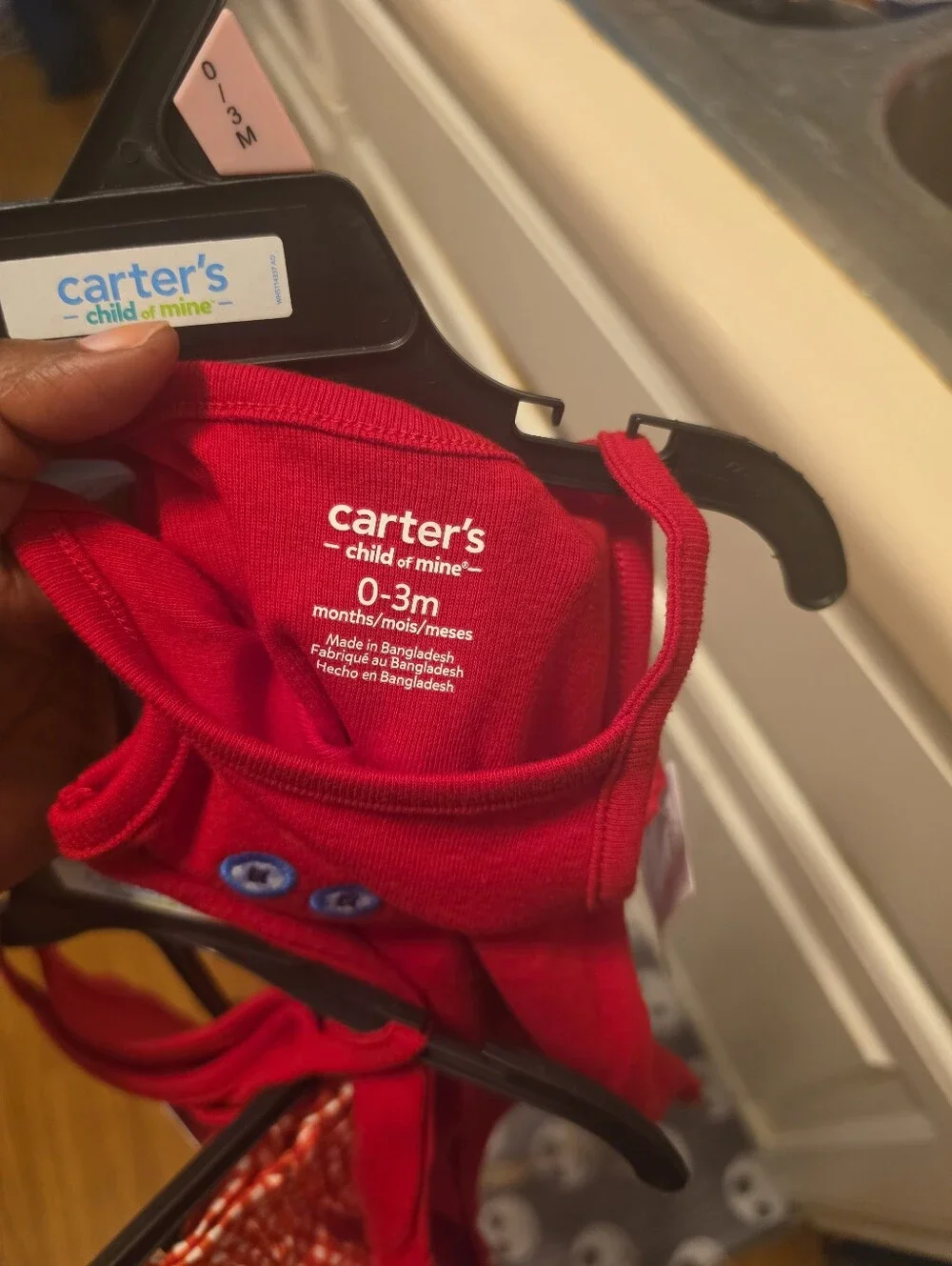 Carter's Red Tank Onesie with Blue Button Detail